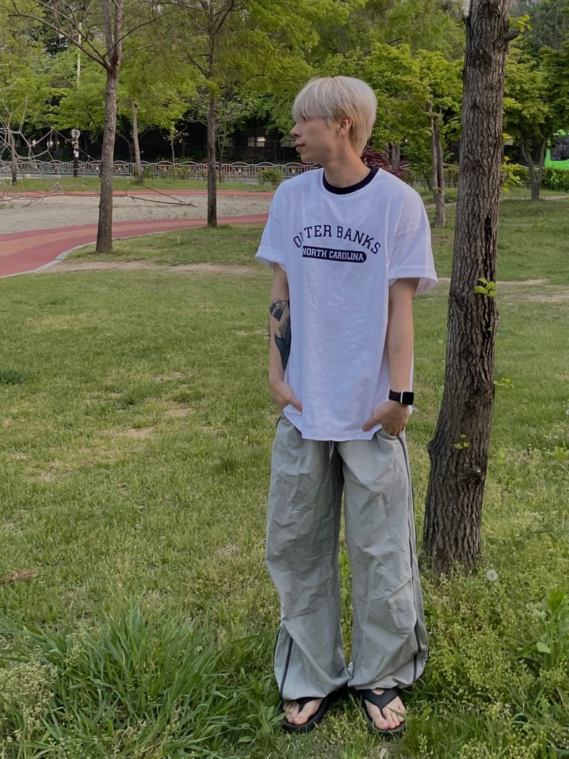 Piping Track Nylon Pants 5C