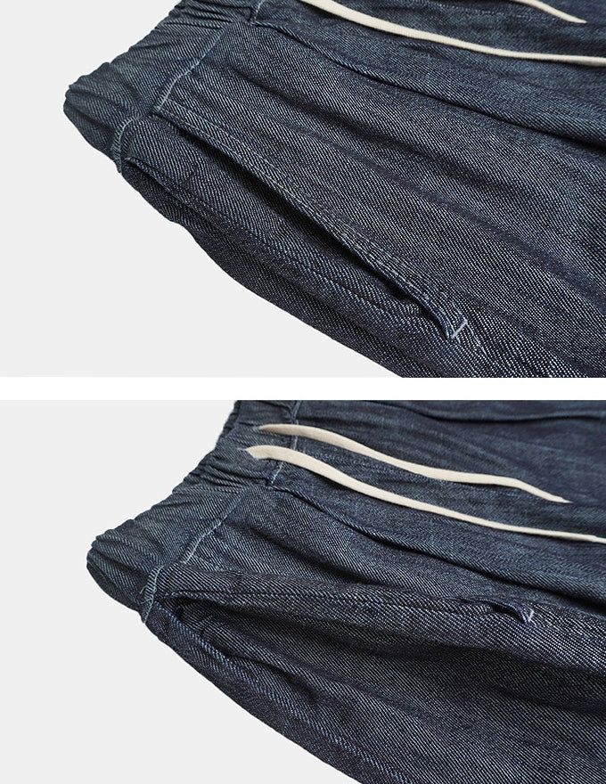 Natural Pintuck Balloon String Denim Pants