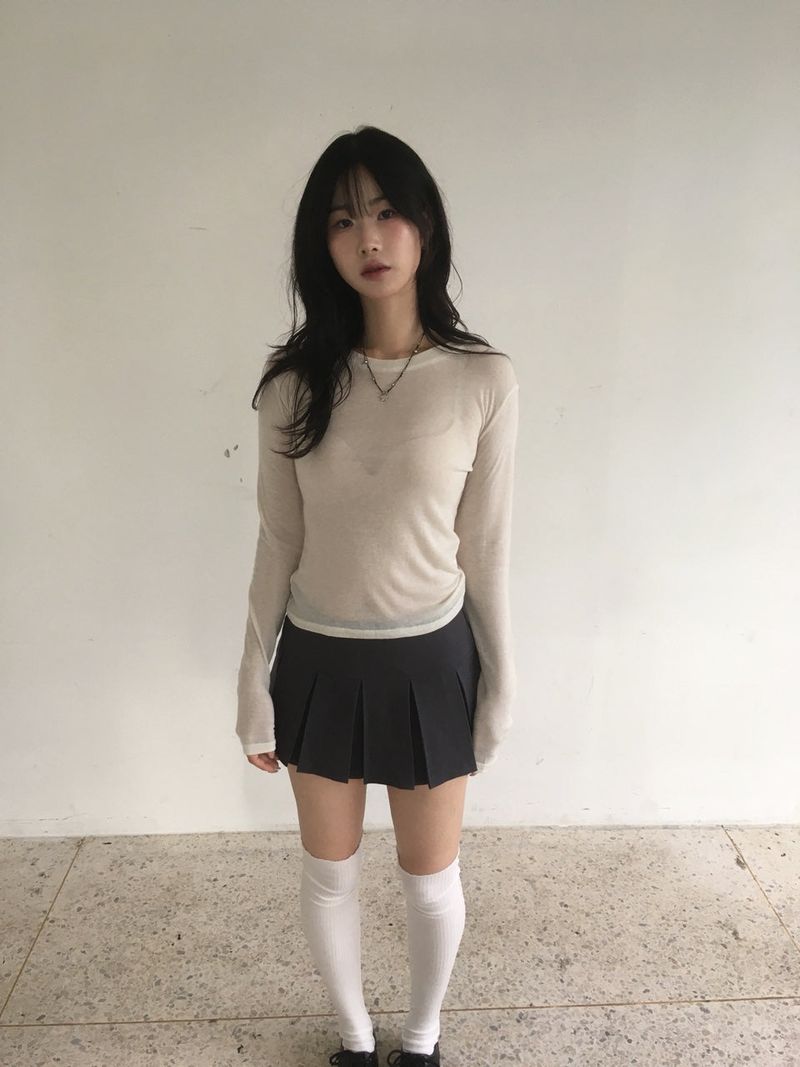 ウールラウンドネックTシャツ