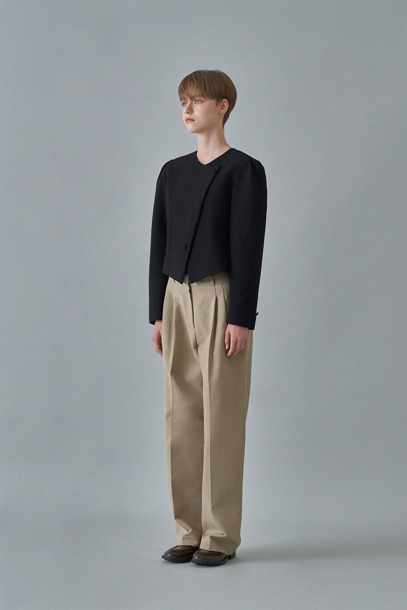 Chino pintuck pants_khaki beige