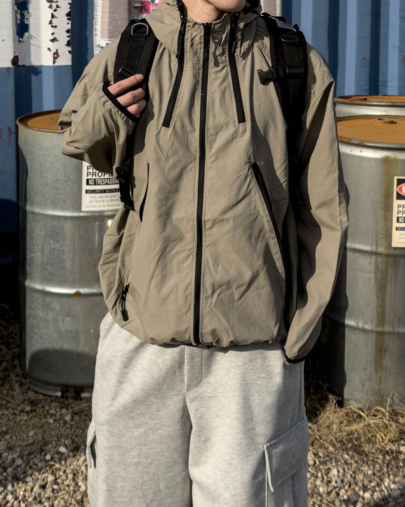 CALVET Zip-Up Hooded Windbreaker
