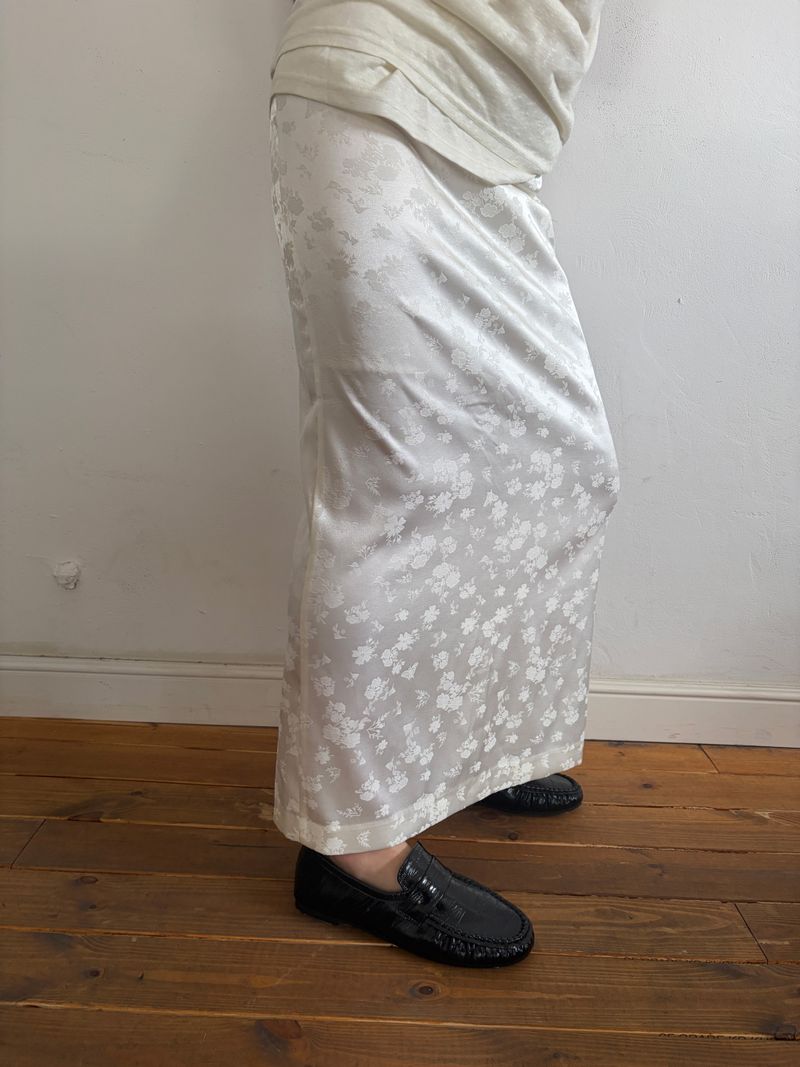 floral satin skirt