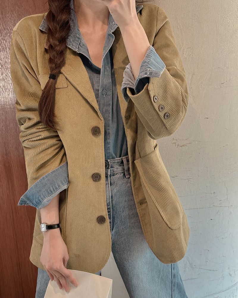 Corduroy single jacket