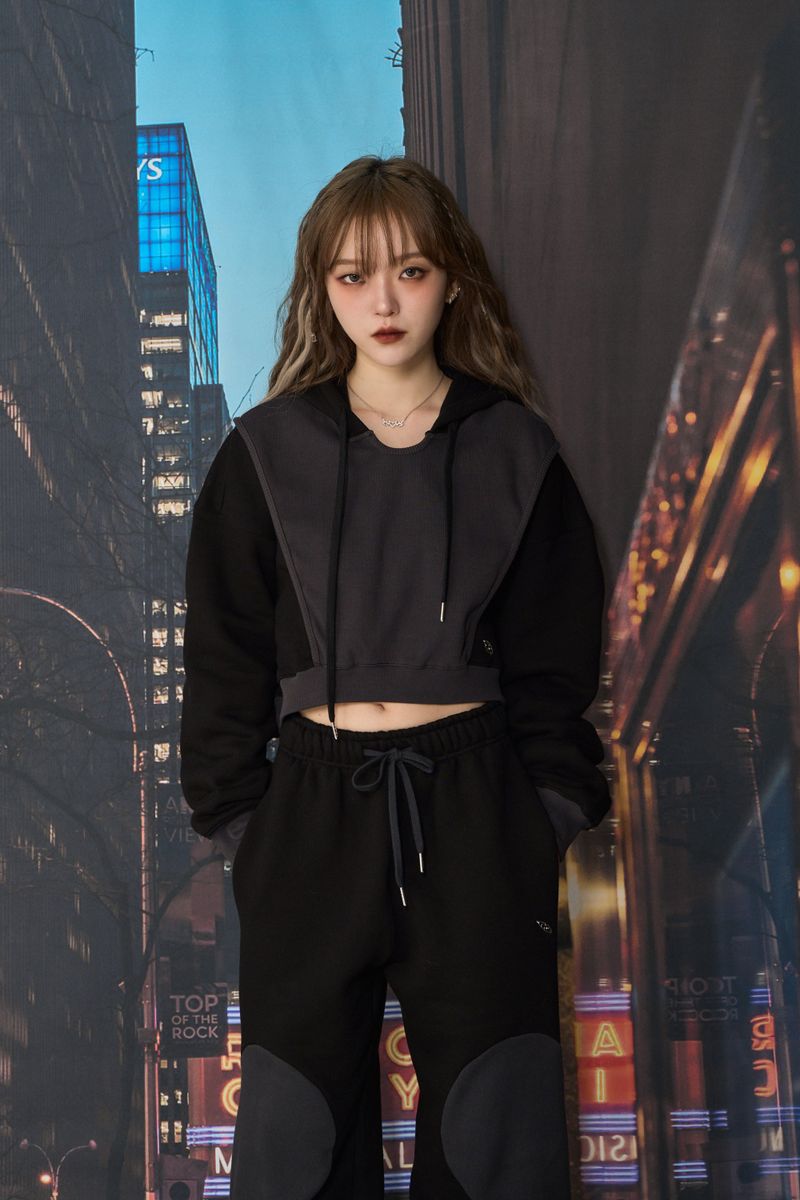 CHERRYQUIRI（チェリーキュリー）の「LINE CROP HOODIE (BLACK)（Tops）」