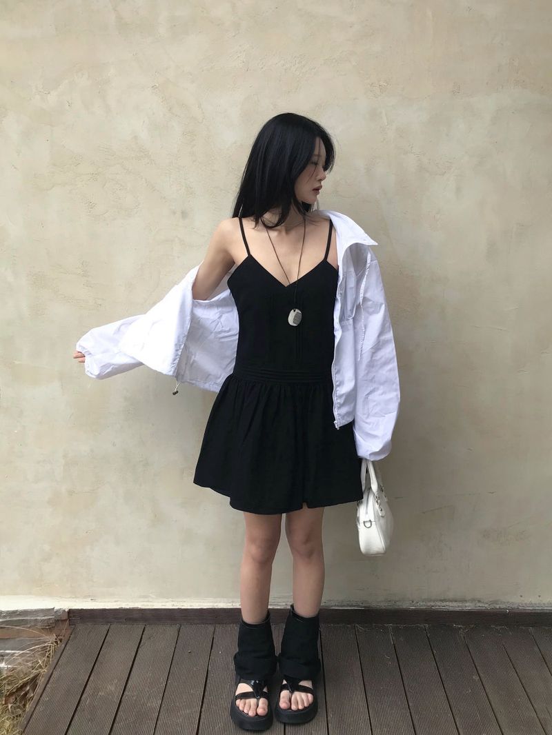 Roen Pintuck Layered Slip Mini Dress
