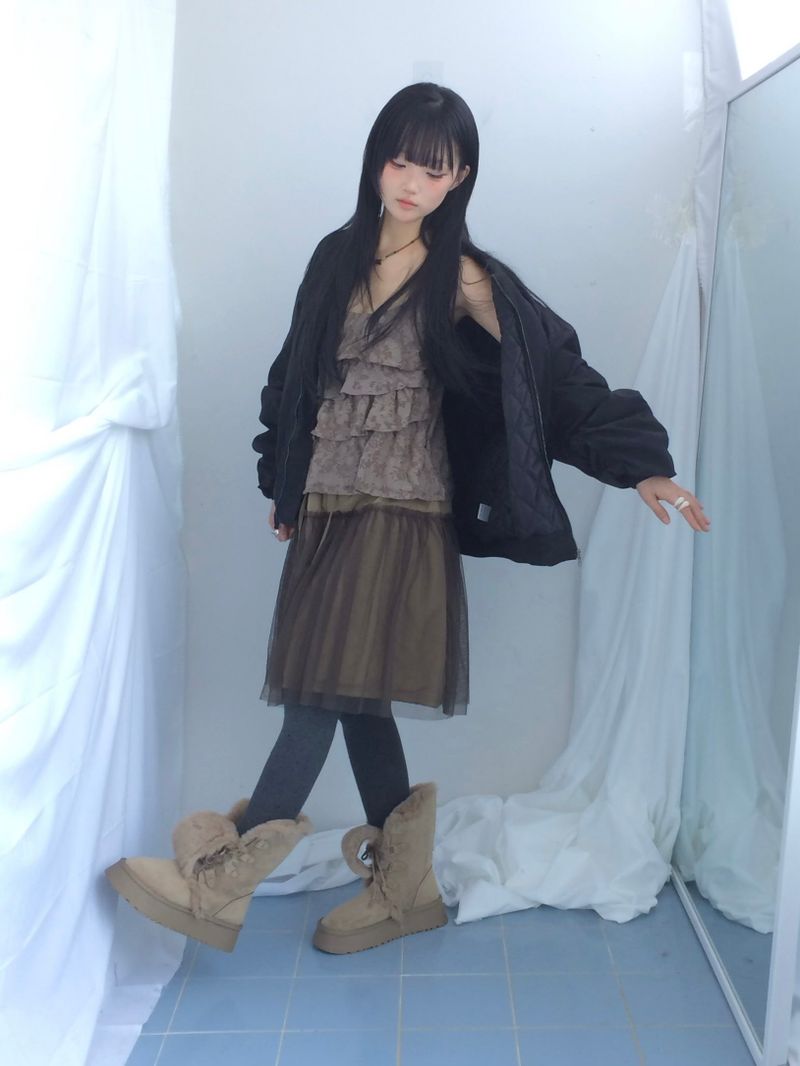 Suede Rabbit Fur Boots