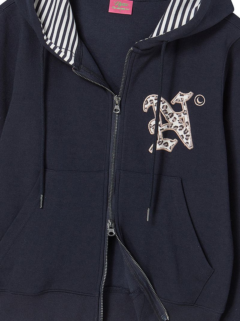 LETTER N HOOD ZIP-UP NAVY
