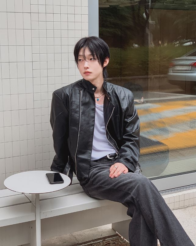 ジェロン ダイアゴナル ジッパー レザー ライダー ジャケット