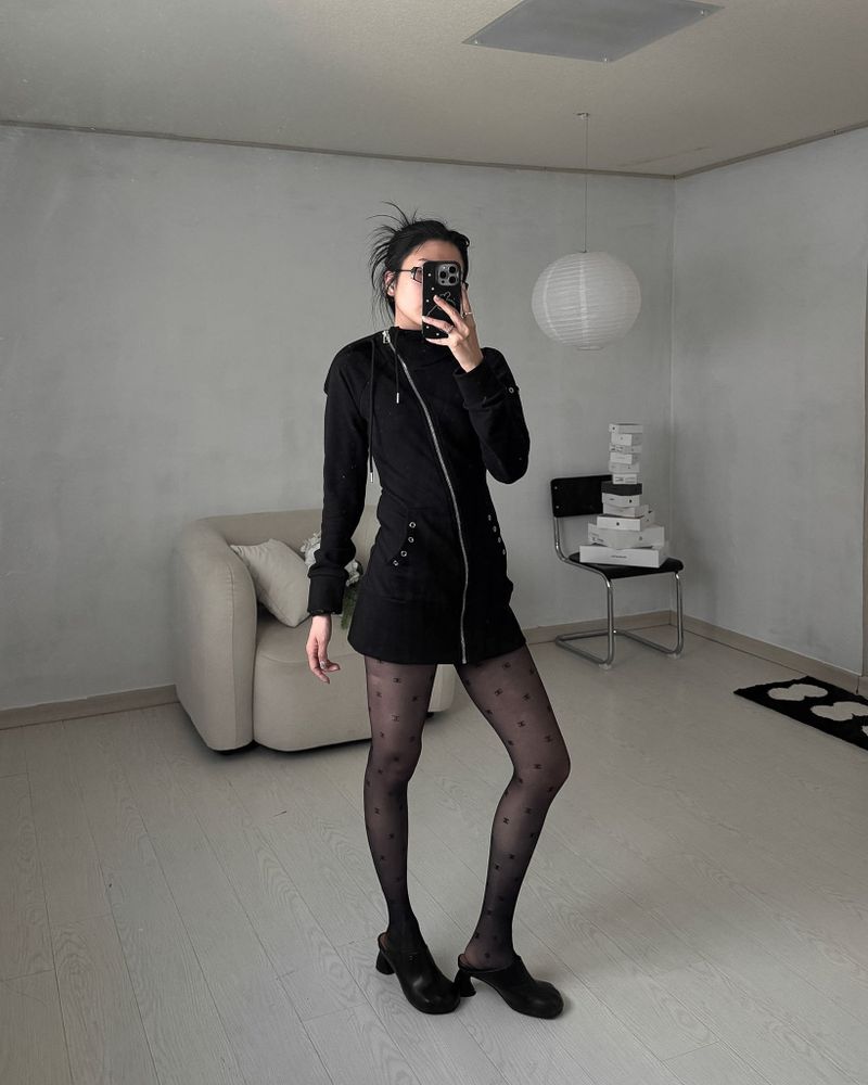 Zip up high neck one piece