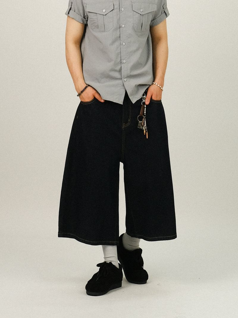 TE SELVAGE WIDE BERMUDA DENIM