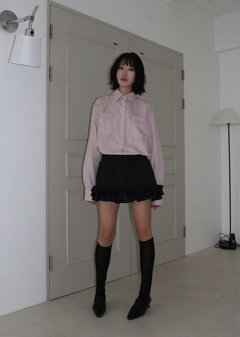 STRIPE FRILL SHIRT