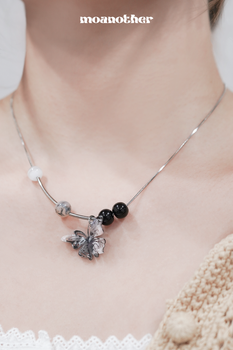 [Ive Rey Pick!][S.Steel] Black Oriental Butterfly Necklace