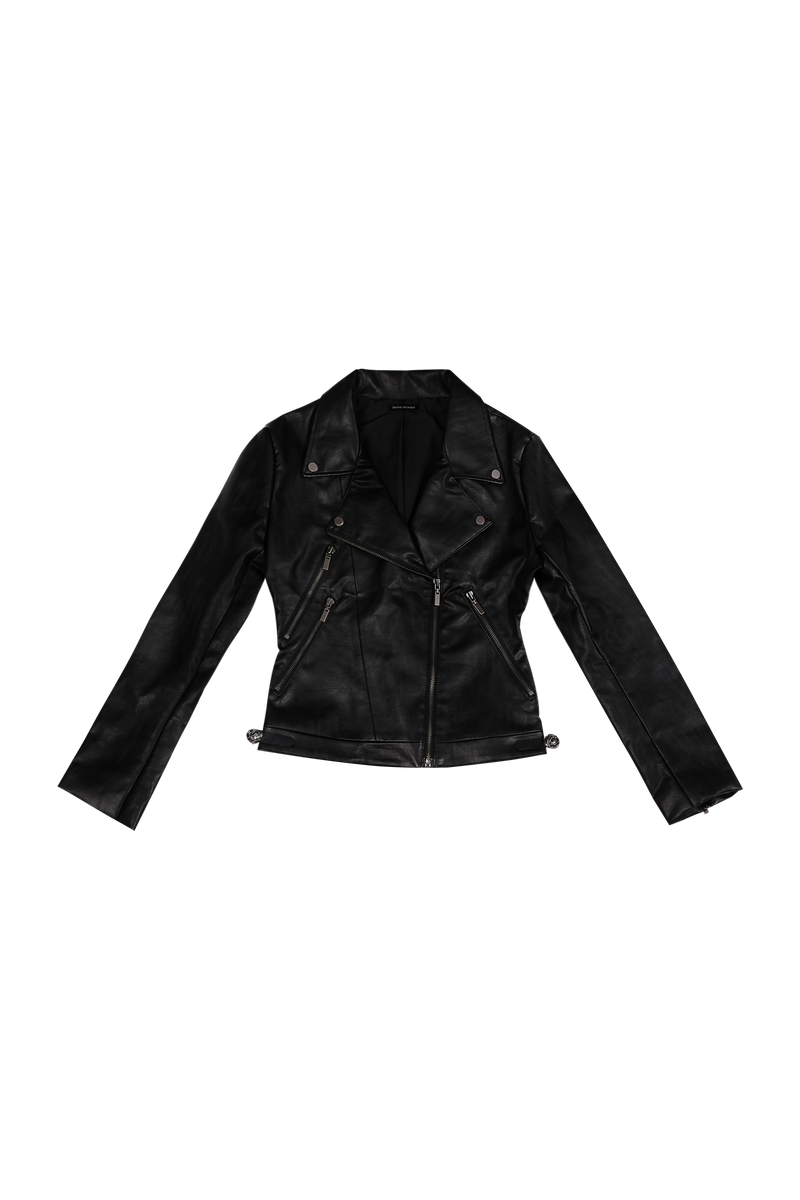 ANTIQUE ROSE SLIM RIDER JACKET #LEATHER BLACK