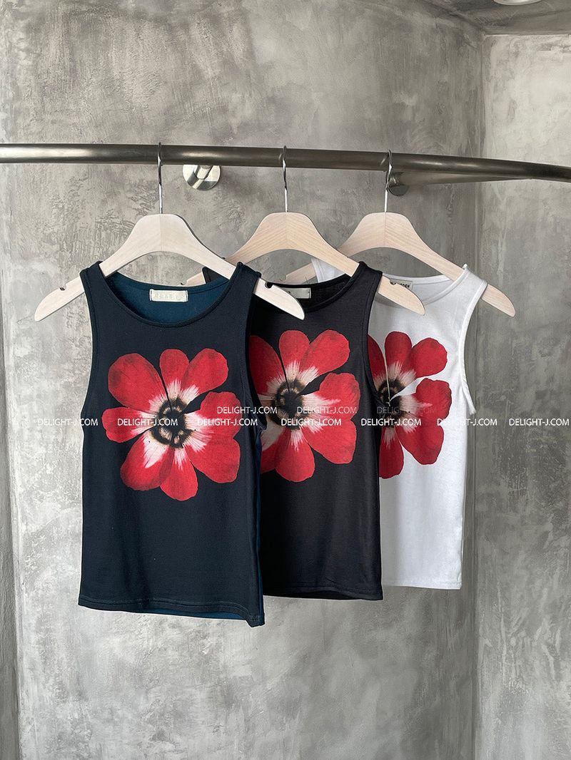 Flower printed crop sleeveless
