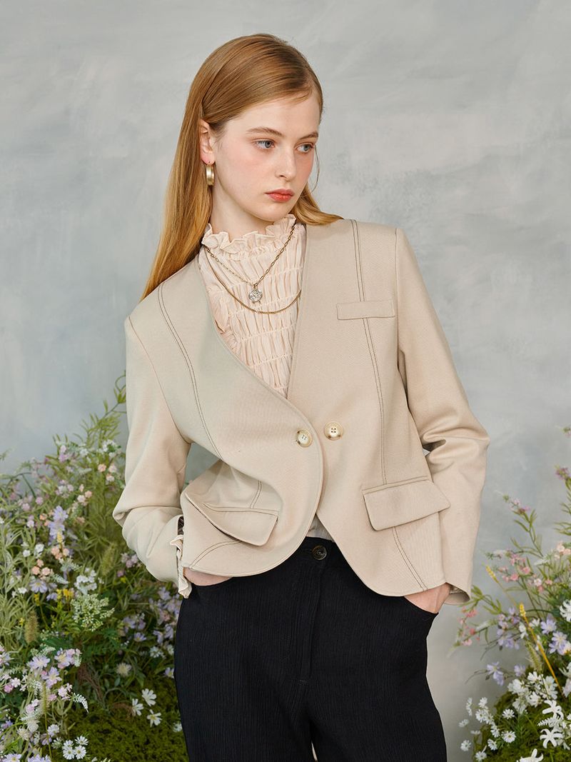 Line No-collar Jacket (2colors)
