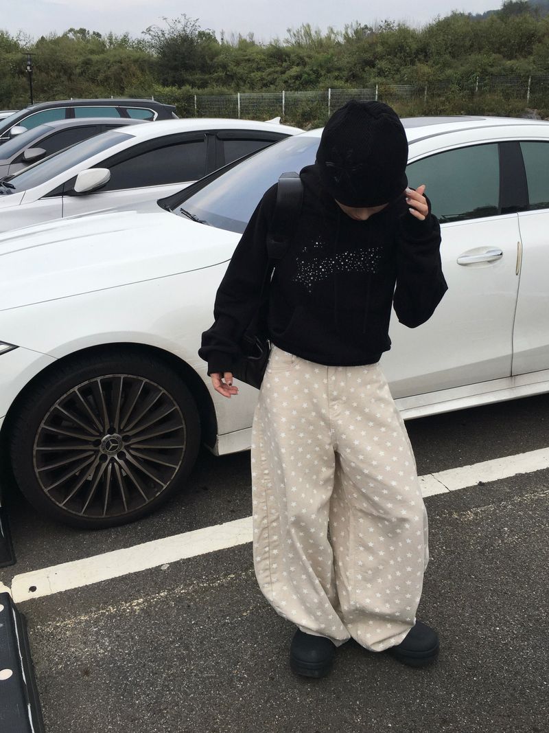 Starry Night Patch Crop Hoodie (3c)