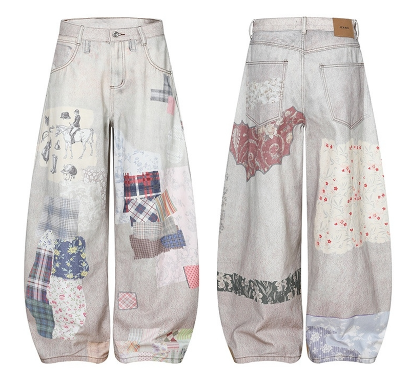 Yena Patchwork Wide Denim