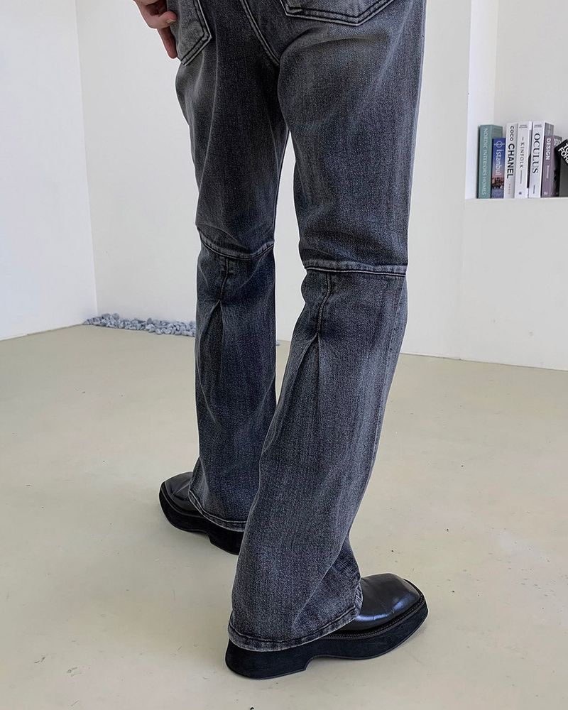 MG608 All Brush Back Slit Bootcut Denim