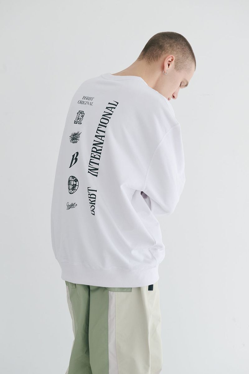 BSR2223FWPO073 MULTI LOGO CREWNECK WHITE