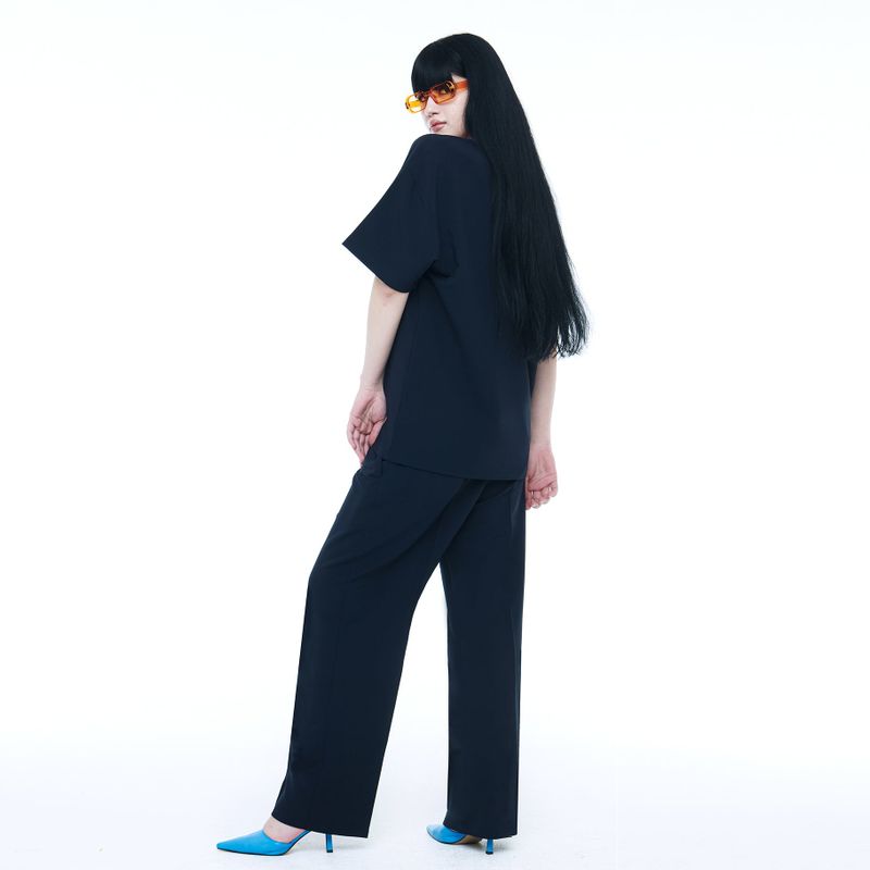 WOVEN 1/2 HALF T-SHIRT NAVY