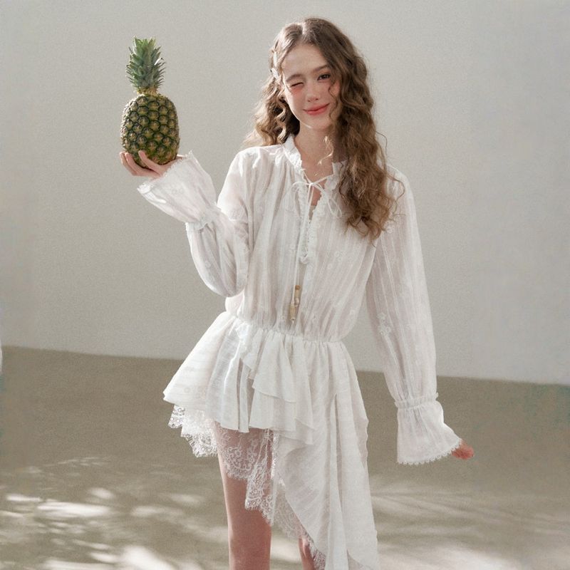 La mode MAQI(ラ モード マキ)の「Cotton Embroidered Lace Flower Beads Romantic Dress(Dresses)」