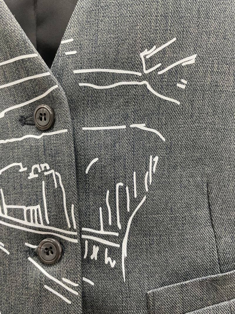 Grey Printed City  Waistcoat