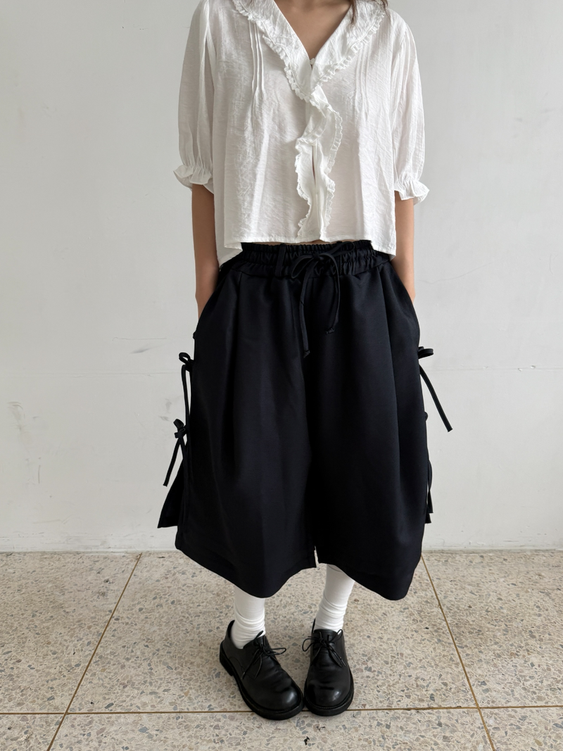 side ribbon wrap pants