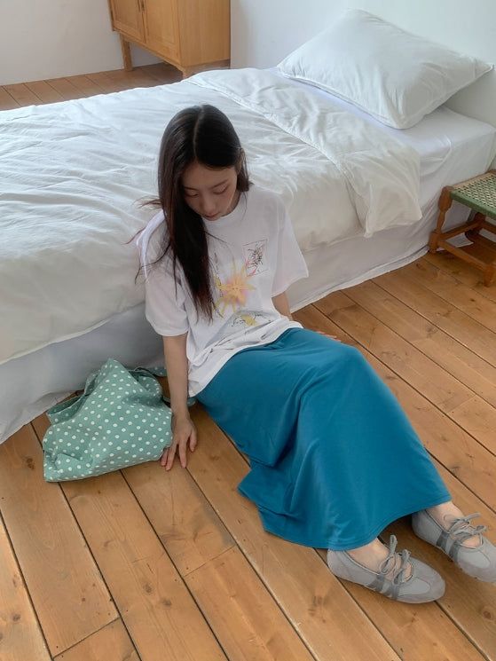 Chiyu Basic Color Banding Long Skirt