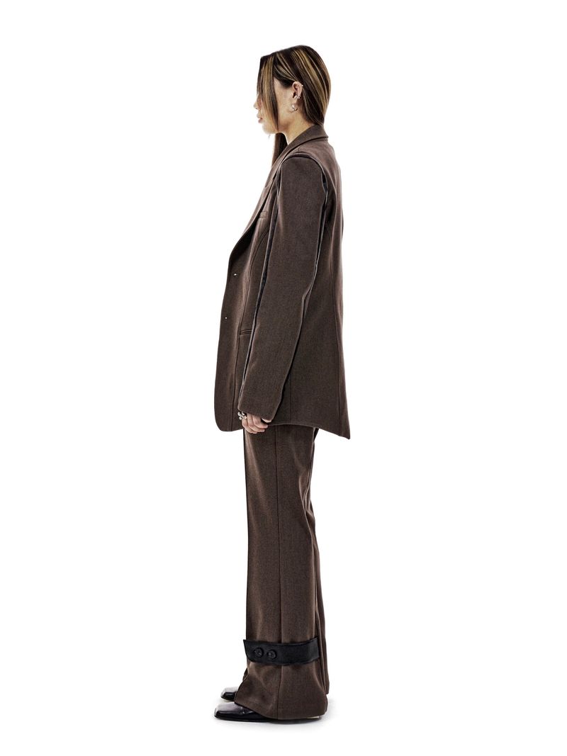 LEATHER STRAP TAILORED PANTS