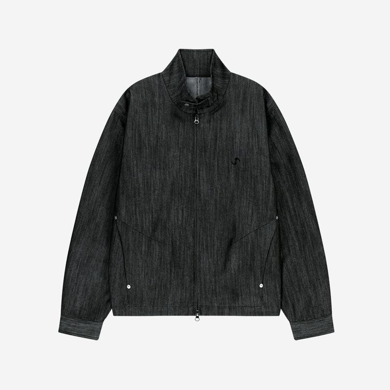 Metal Denim Bomber Jacket / Black