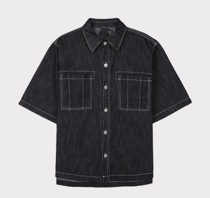 Tension Crush Linen Half Denim Jacket (2color)