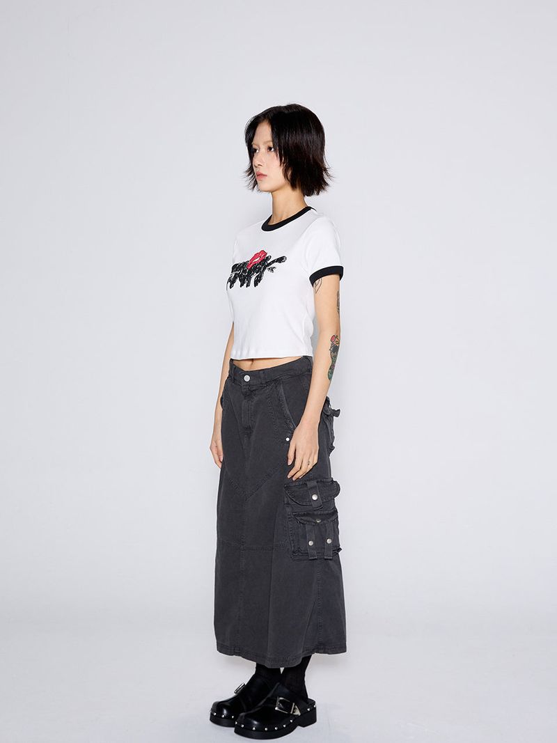 WASHED CARGO SKIRT / GRAY