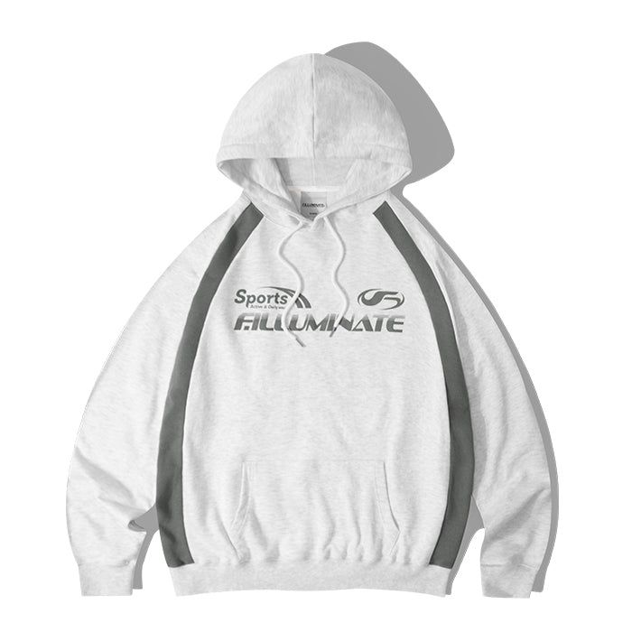 filluminate（フィールミネイト）の「Overfit Sporty Logo Hoodie-Light Grey（Tops）」