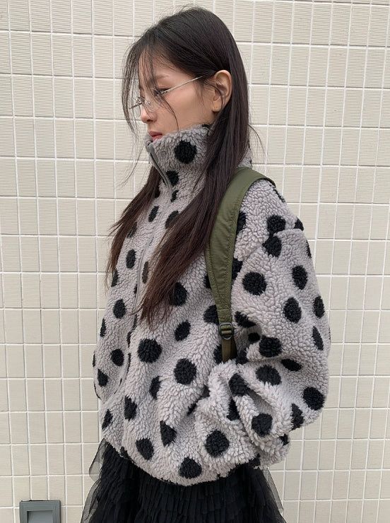 Ratmaru Dot Fleece Zip-Up Jumper