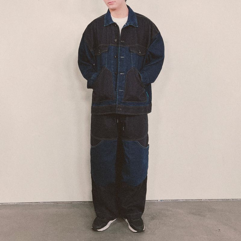 panel mix denim trucker jacket_blue