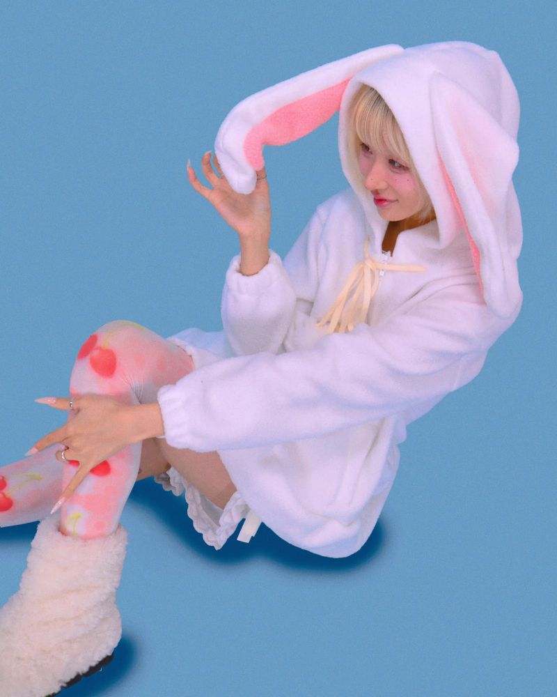 rabbit ear pom-pom hood (2color)