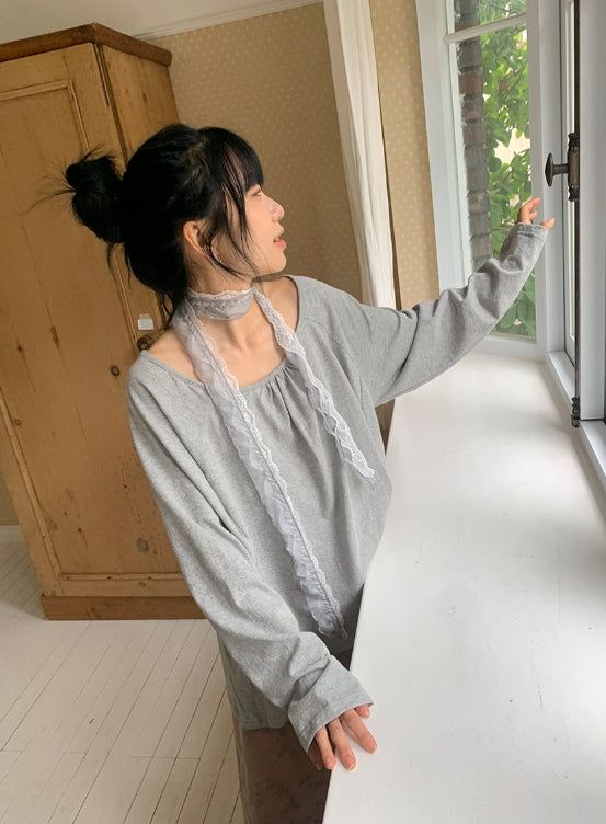 26FW★ [BAONHAUS] Renil Shirring Layered Long Sleeve Tee