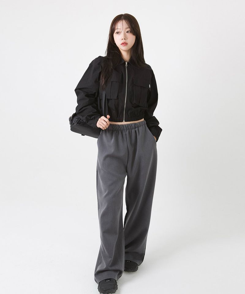LOGO TWO POCKET BANDING CROP JACKET [2color]