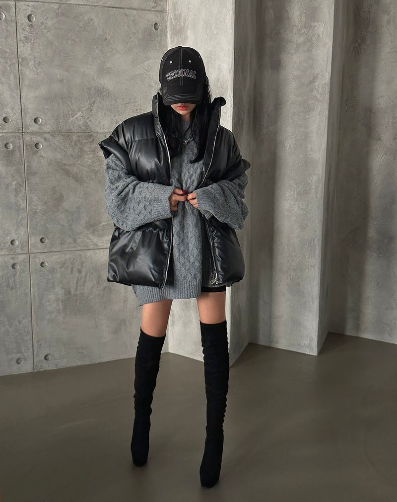 Oversized fit leather padded vest