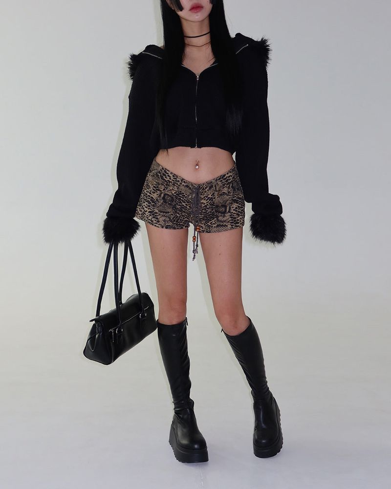 Purifying knitwear Cropped hooded jacket