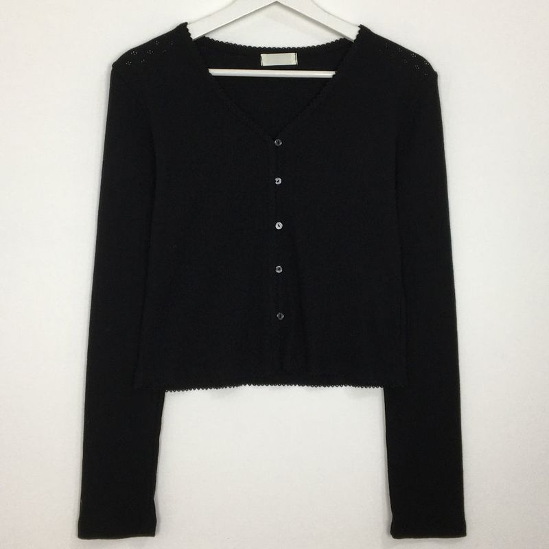 Vertical punching v-neck cardigan (4color)