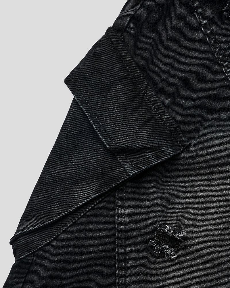 Sel Distressed Cargo Wide Denim