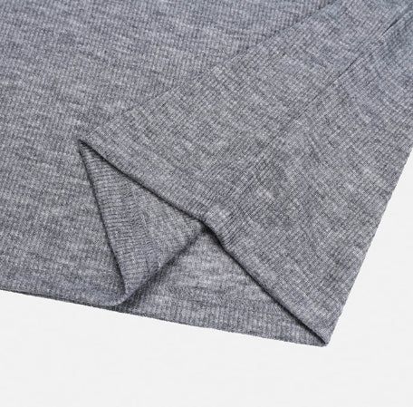 Div Ribbed Henley Neck Long Sleeve Tee 