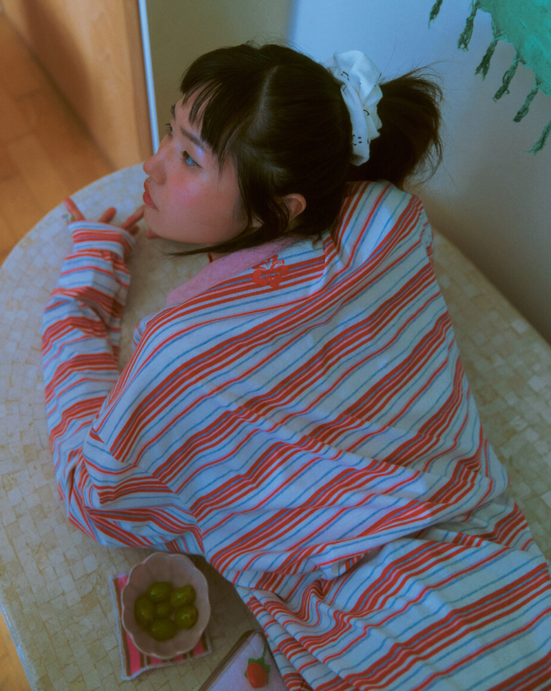 hibiscus stripe t-shirt red
