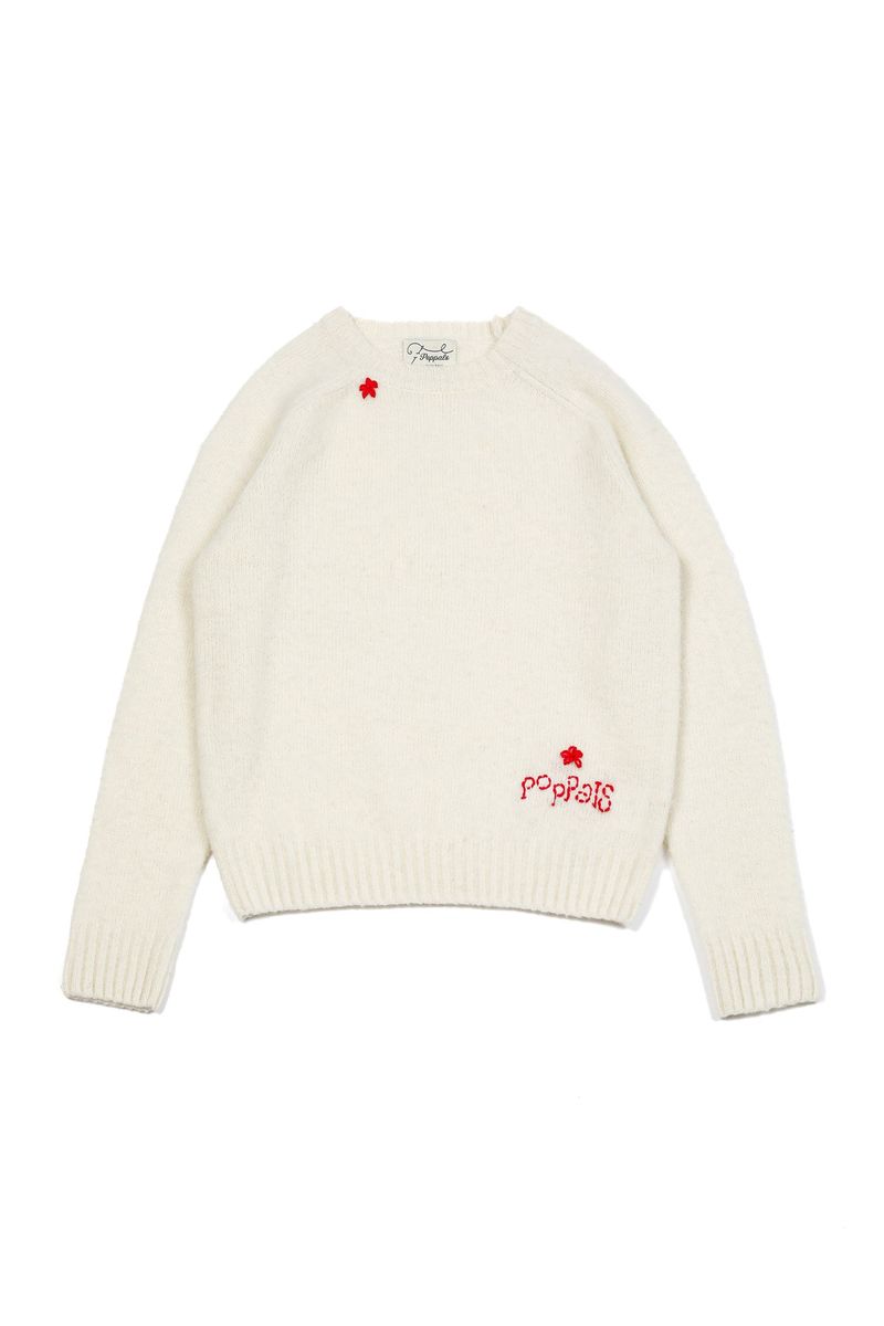 POPPALS（ポップパルズ）の「Lettering Shaggy dog Wool Knit [Ivory]（Tops）」
