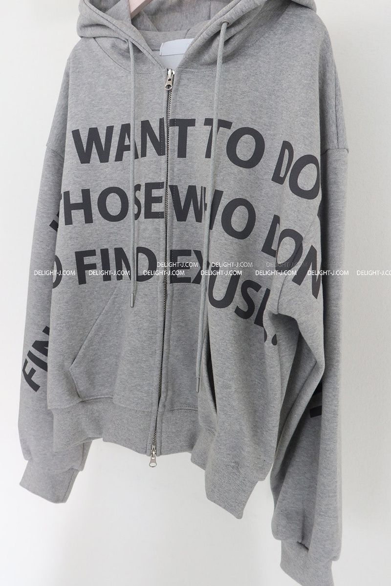 [UNISEX] One-two lettering oversized-fit hooded zip-up jacket