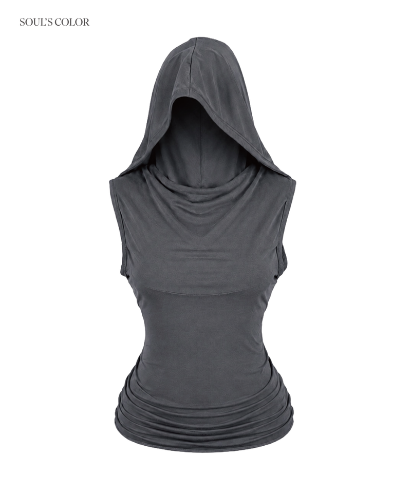 KAYA DRAPE BACKLESS HOODIE TOP (3COLOR)