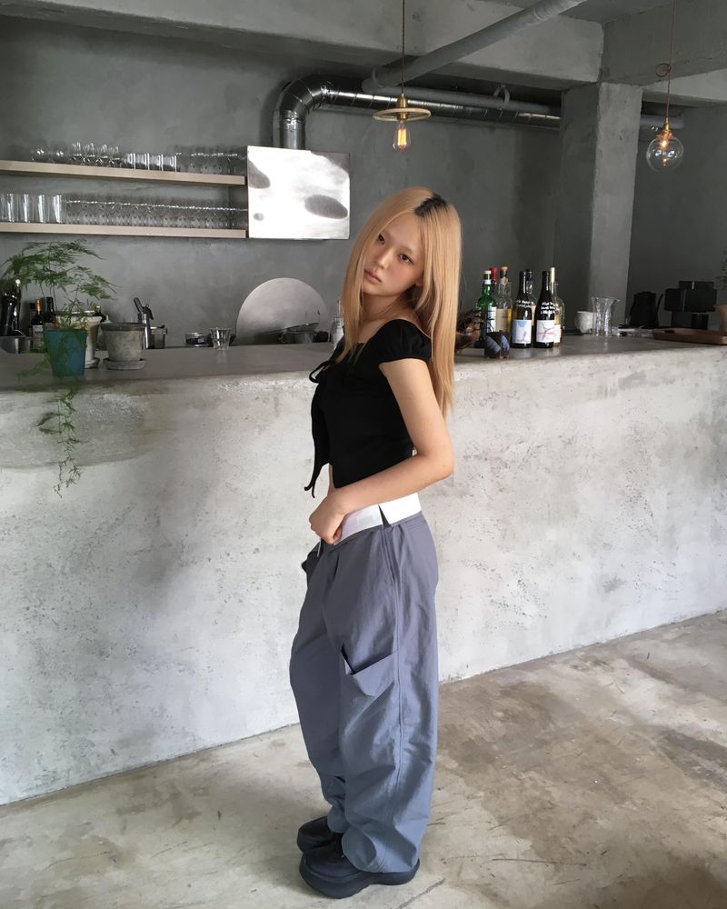 Nylon belted cargo pants