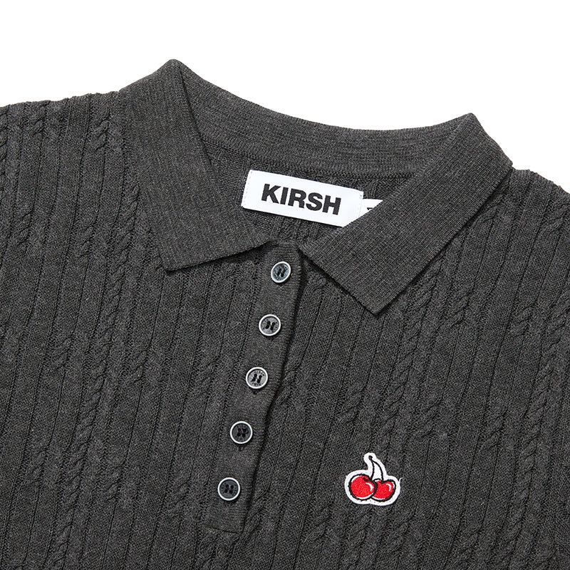 SMALL CHERRY CABLE KNIT DRESS [MELANGE GRAY]