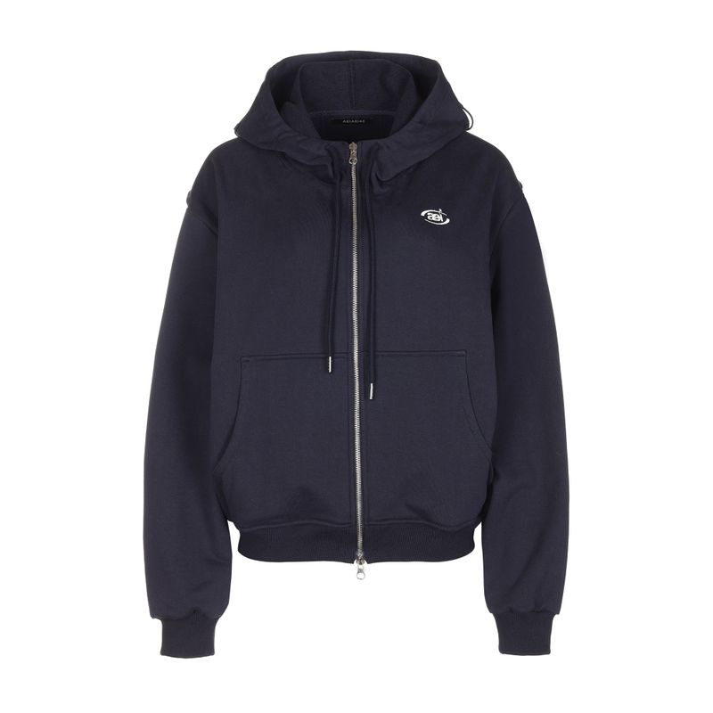 LAYERED STRING HOODIE ZIP-UP [NAVY]